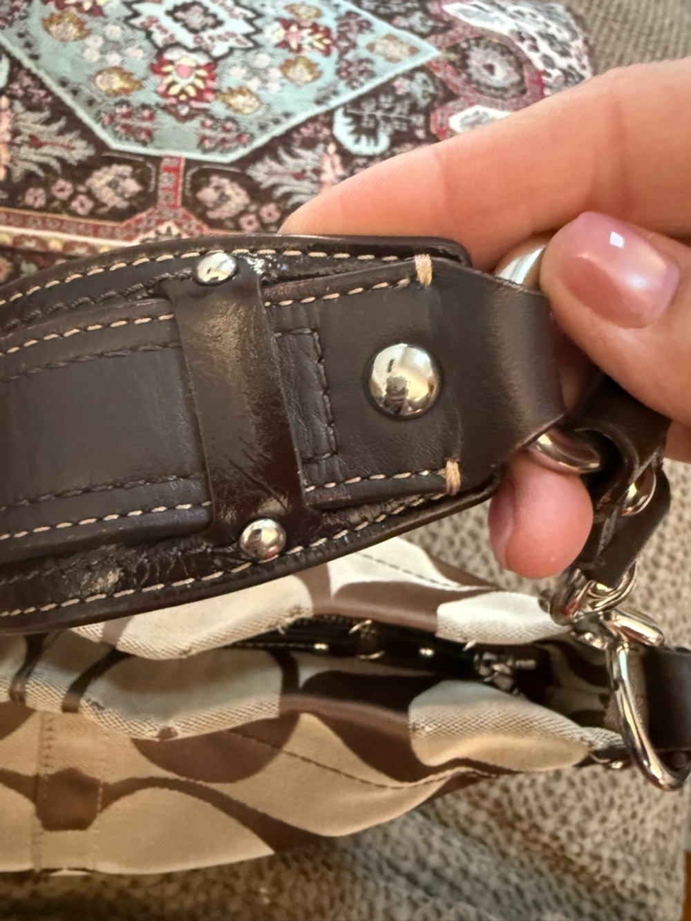 Coach Brown/Tan Signature Canvas Shoulder Bag - Picture 5 of 9